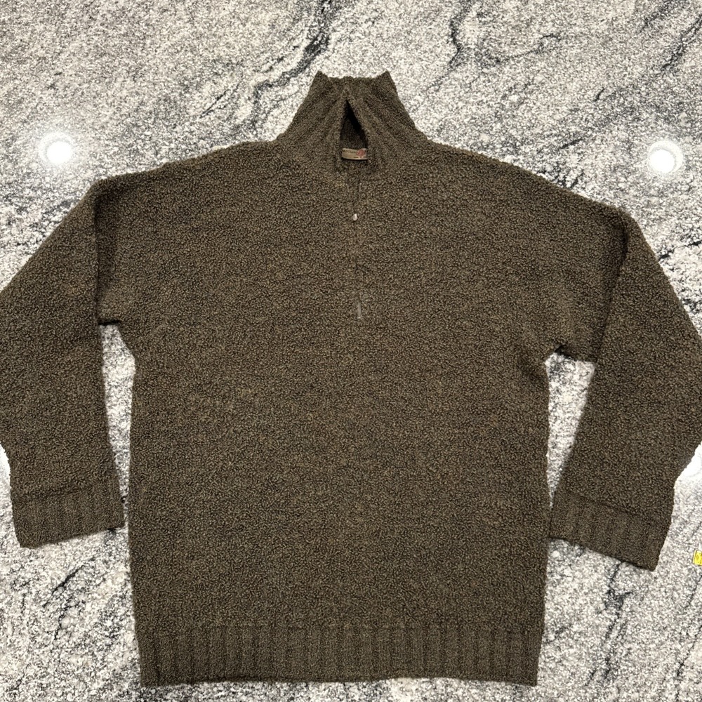 Luciano Barbera 1/4 Zip Pullover Sweater Size 53 US L Green Lana Wool #967
